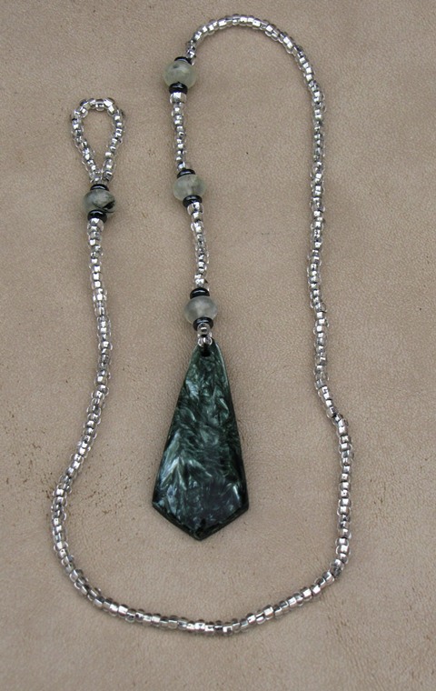 Seraphinite Prehnite Hematite Lariat